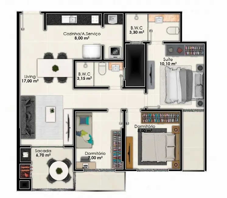 Foto 7 de Apartamento com 3 quartos à venda, 70m2 em Itapema - SC