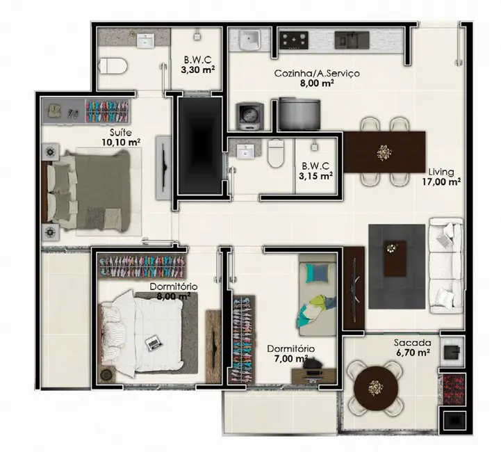 Foto 8 de Apartamento com 3 quartos à venda, 70m2 em Itapema - SC