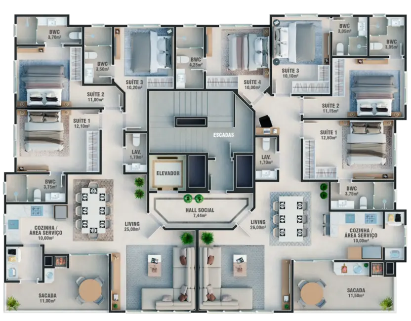 Foto 3 de Apartamento com 3 quartos à venda, 110m2 em Centro, Itapema - SC