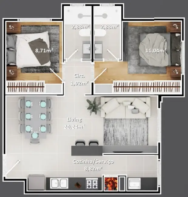 Foto 9 de Apartamento com 2 quartos à venda, 67m2 em Nações, Balneario Camboriu - SC