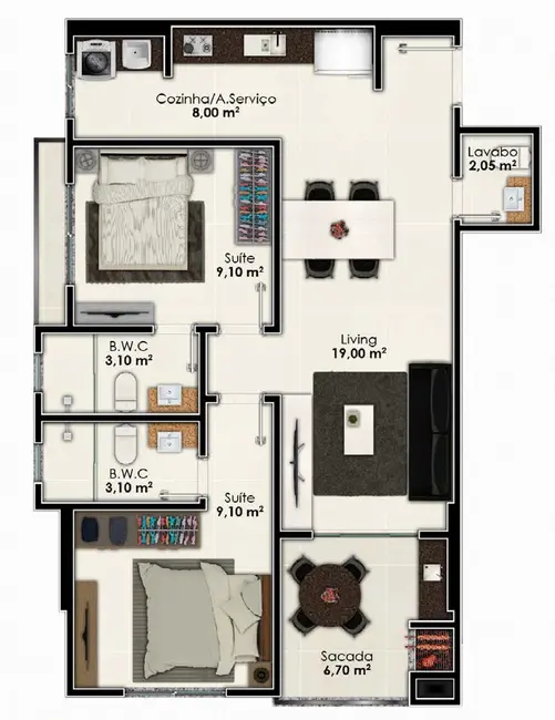 Foto 5 de Apartamento com 2 quartos à venda, 69m2 em Itapema - SC