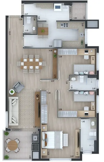 Foto 9 de Apartamento com 3 quartos à venda, 119m2 em Ahú, Curitiba - PR