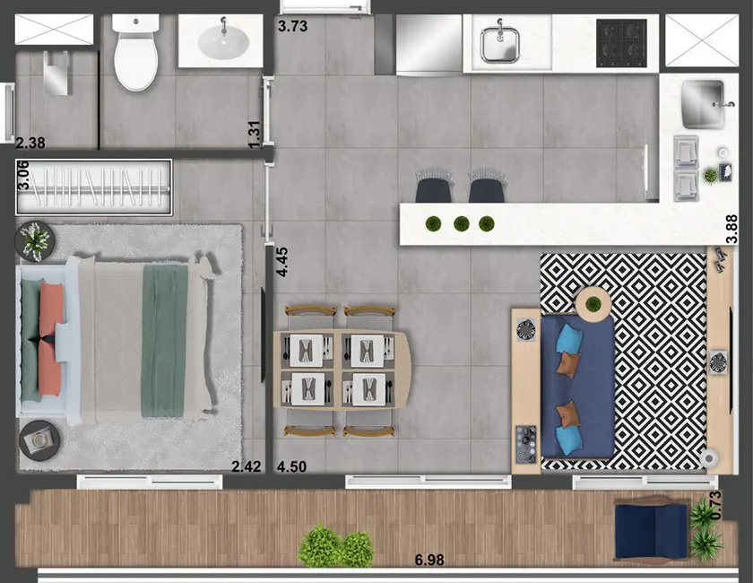 Apartamento com 1 quarto à venda, 39m2 em Perdizes, São Paulo - SP - imagem 7 Foto 7 de Apartamento com 1 quarto à venda, 39m2 em Perdizes, São Paulo - SP