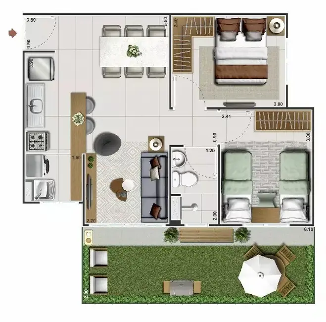 Foto 4 de Apartamento com 1 quarto à venda, 56m2 em Cabuçu, Nova Iguacu - RJ