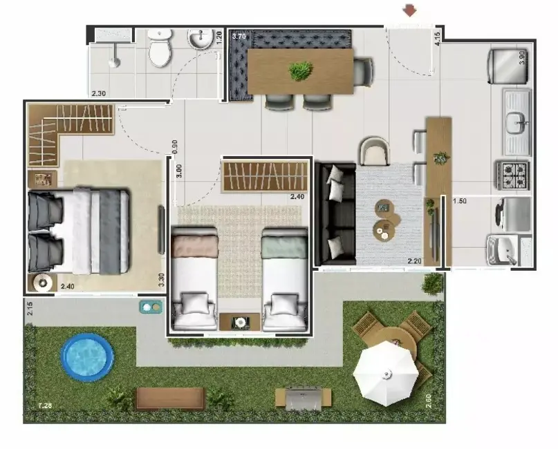 Foto 5 de Apartamento com 1 quarto à venda, 56m2 em Cabuçu, Nova Iguacu - RJ