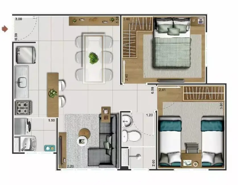 Foto 3 de Apartamento com 1 quarto à venda, 56m2 em Cabuçu, Nova Iguacu - RJ