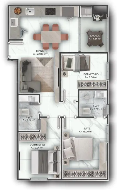 Foto 9 de Apartamento com 3 quartos à venda, 70m2 em Itapema - SC