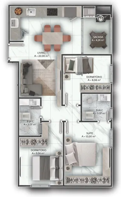 Foto 9 de Apartamento com 2 quartos à venda, 70m2 em Itapema - SC