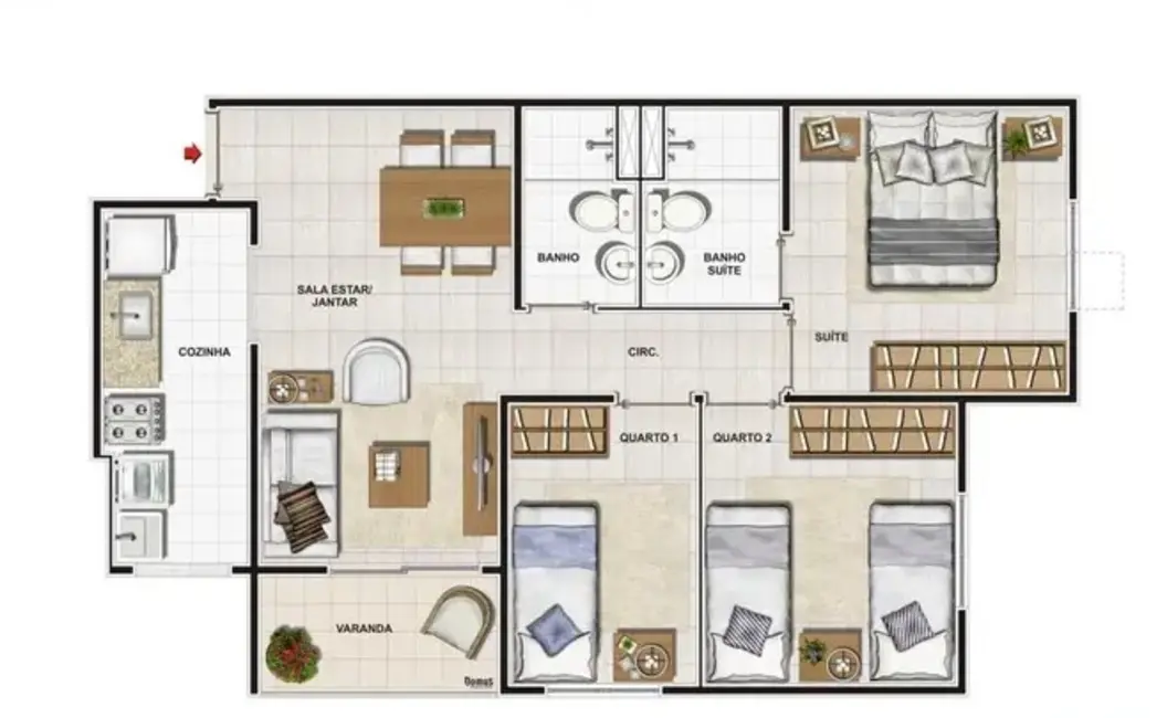 Apartamento com 2 quartos à venda, 52m2 em Centro, Itaborai - RJ - imagem 5 Foto 5 de Apartamento com 2 quartos à venda, 52m2 em Centro, Itaborai - RJ