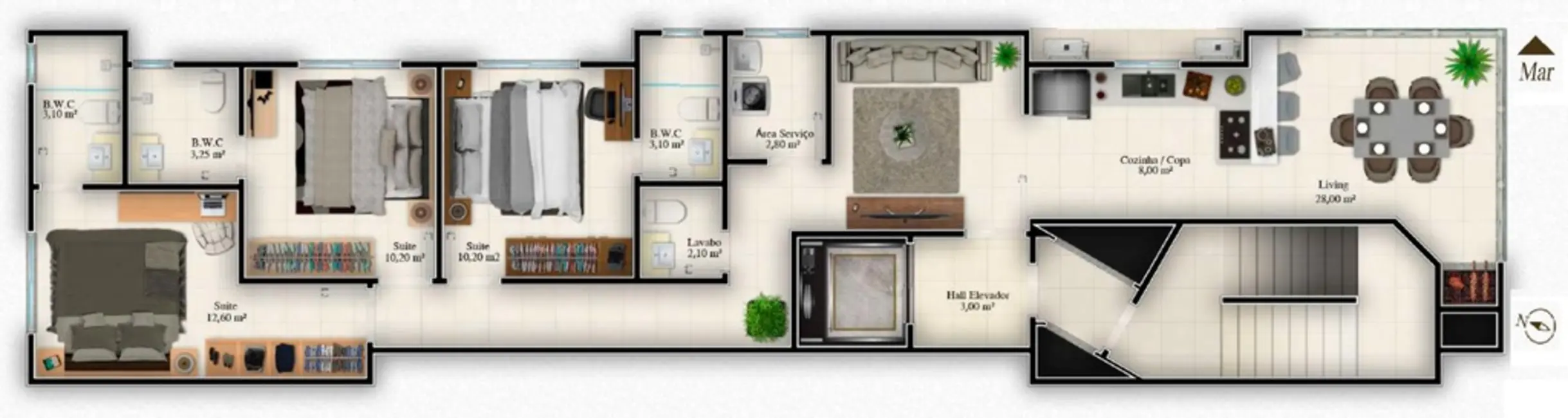 Foto 6 de Apartamento com 3 quartos à venda, 99m2 em Meia Praia, Itapema - SC