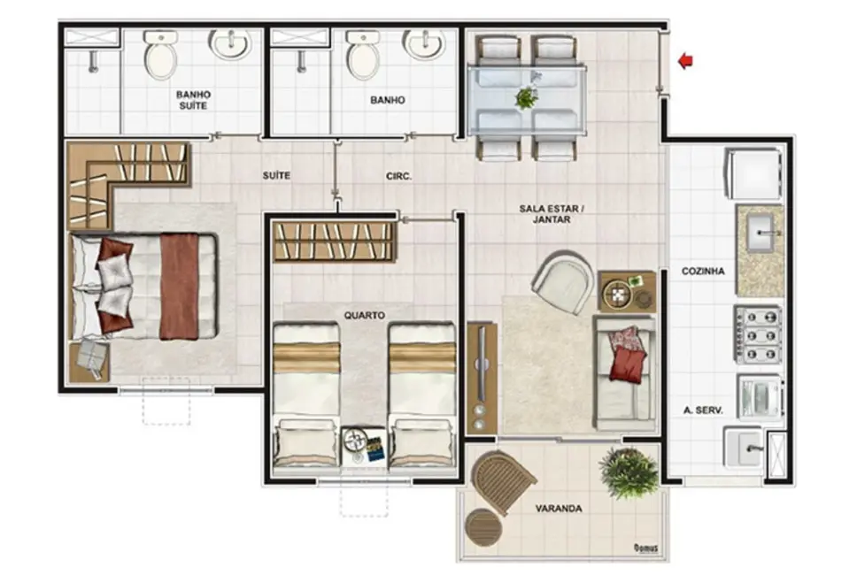 Apartamento com 2 quartos à venda, 55m2 em Jardim Imperial, Itaborai - RJ - imagem 7 Foto 7 de Apartamento com 2 quartos à venda, 55m2 em Jardim Imperial, Itaborai - RJ