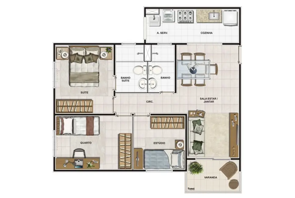 Foto 8 de Apartamento com 3 quartos à venda, 65m2 em Jardim Imperial, Itaborai - RJ