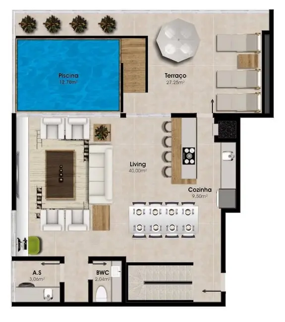 Apartamento com 3 quartos à venda, 119m2 em Itajai - SC - imagem 7 Foto 7 de Apartamento com 3 quartos à venda, 119m2 em Itajai - SC