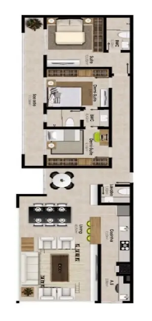 Apartamento com 3 quartos à venda, 119m2 em Itajai - SC - imagem 6 Foto 6 de Apartamento com 3 quartos à venda, 119m2 em Itajai - SC