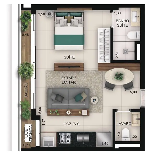 Apartamento com 1 quarto à venda, 44m2 em Setor Bueno, Goiania - GO - imagem 9 Foto 9 de Apartamento com 1 quarto à venda, 44m2 em Setor Bueno, Goiania - GO