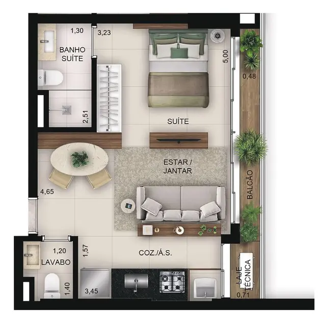 Apartamento com 1 quarto à venda, 44m2 em Setor Bueno, Goiania - GO - imagem 8 Foto 8 de Apartamento com 1 quarto à venda, 44m2 em Setor Bueno, Goiania - GO