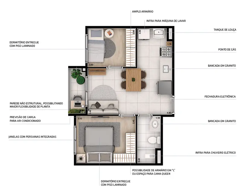 Apartamento com 2 quartos à venda, 53m2 em Vila Sônia, São Paulo - SP - imagem 5 Foto 5 de Apartamento com 2 quartos à venda, 53m2 em Vila Sônia, São Paulo - SP