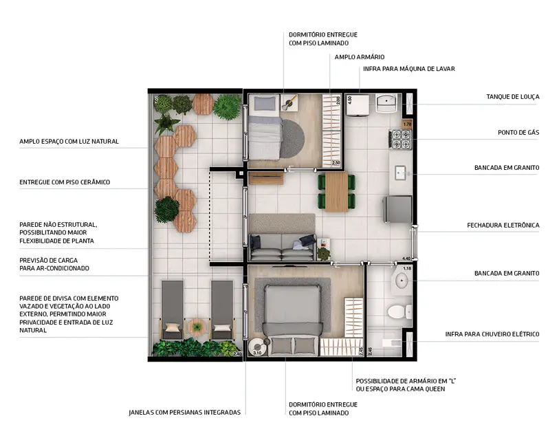 Apartamento com 2 quartos à venda, 53m2 em Vila Sônia, São Paulo - SP - imagem 7 Foto 7 de Apartamento com 2 quartos à venda, 53m2 em Vila Sônia, São Paulo - SP