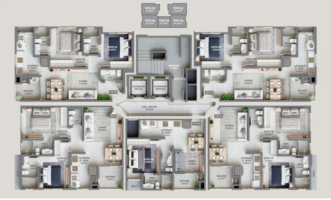 Foto 2 de Apartamento com 1 quarto à venda, 43m2 em Itapema - SC