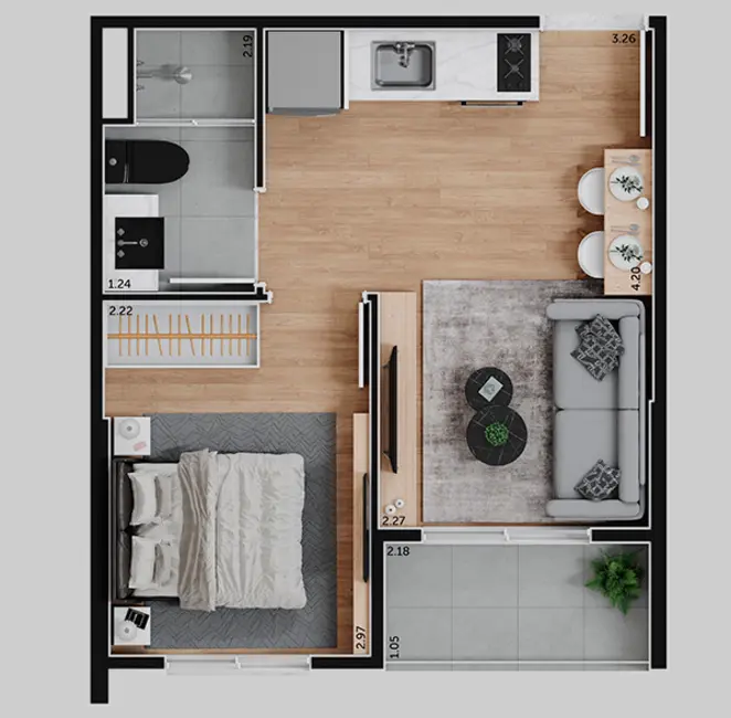 Apartamento com 1 quarto à venda, 26m2 em Vila Sônia, São Paulo - SP - imagem 3 Foto 3 de Apartamento com 1 quarto à venda, 26m2 em Vila Sônia, São Paulo - SP