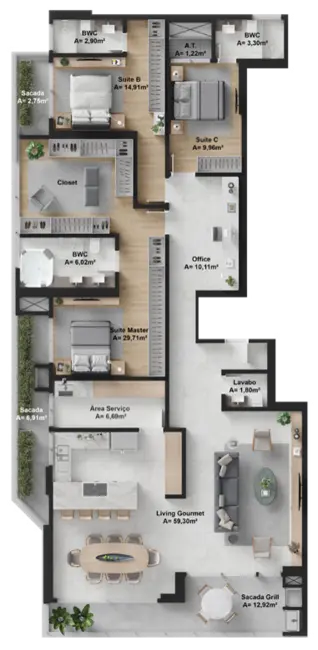 Foto 7 de Cobertura com 4 quartos à venda, 322m2 em Itajai - SC