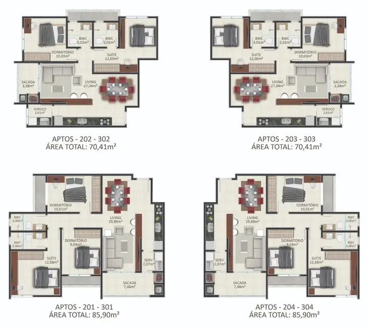 Foto 3 de Apartamento com 2 quartos à venda, 70m2 em Bombinhas - SC