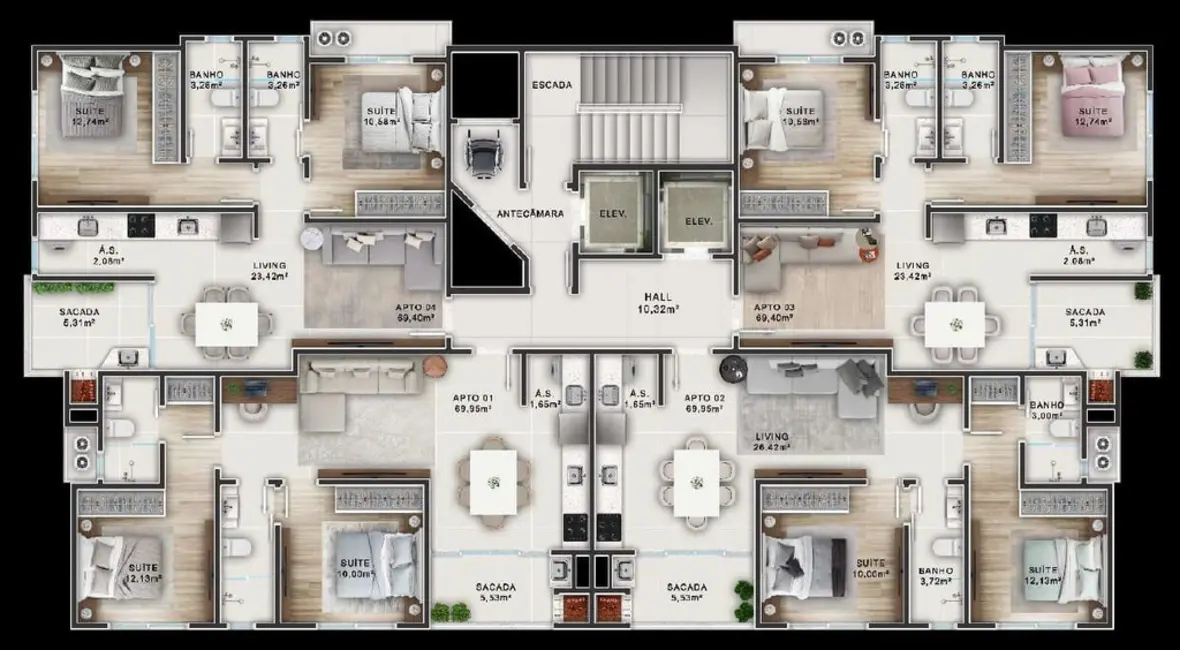 Foto 9 de Apartamento com 2 quartos à venda, 69m2 em Itapema - SC