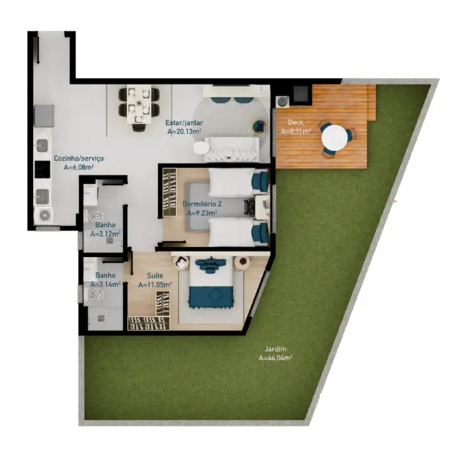 Foto 8 de Apartamento com 2 quartos à venda, 61m2 em Cachoeira do Bom Jesus, Florianopolis - SC