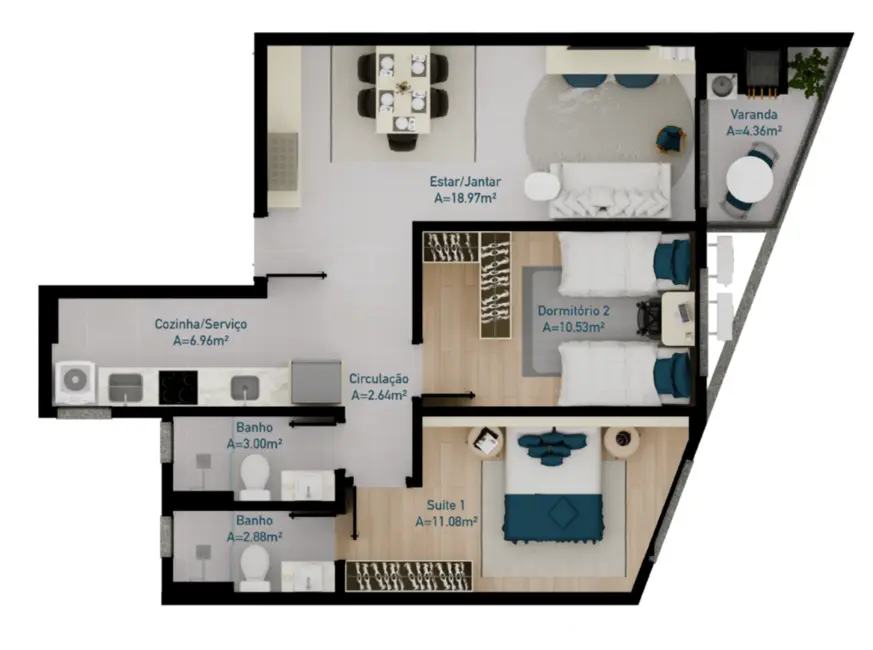 Foto 7 de Apartamento com 2 quartos à venda, 61m2 em Cachoeira do Bom Jesus, Florianopolis - SC