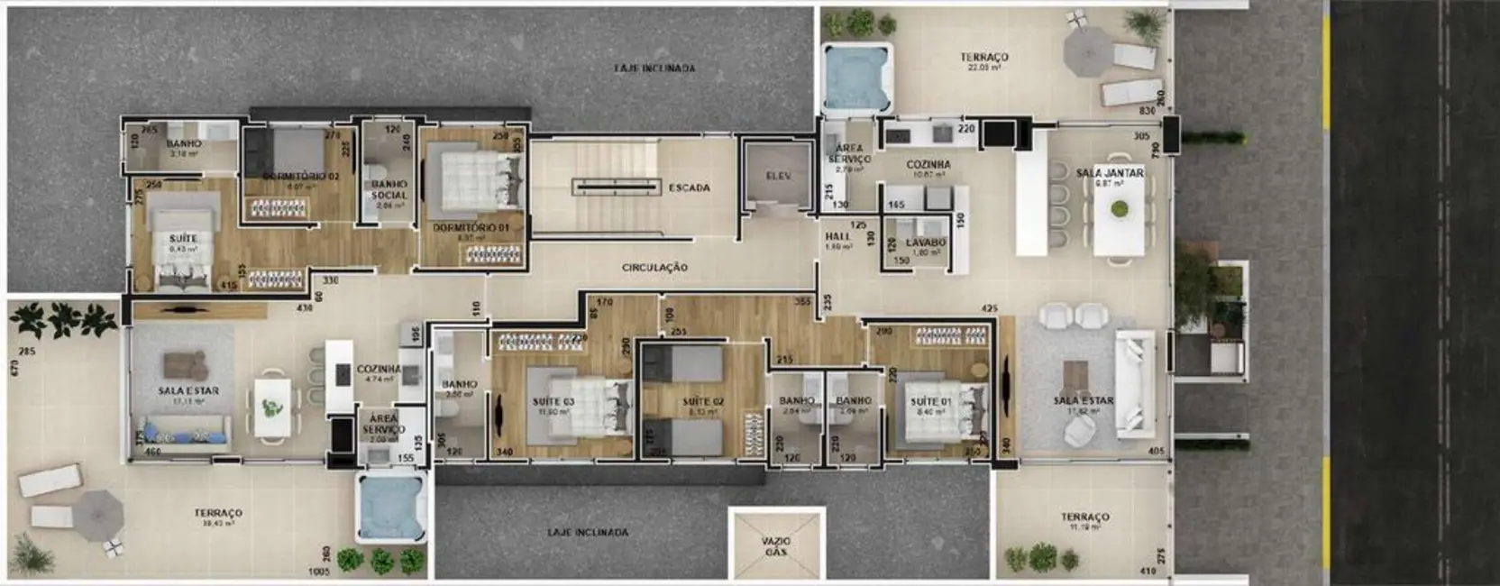 Apartamento com 3 quartos à venda, 107m2 em Capao Da Canoa - RS - imagem 7 Foto 7 de Apartamento com 3 quartos à venda, 107m2 em Capao Da Canoa - RS