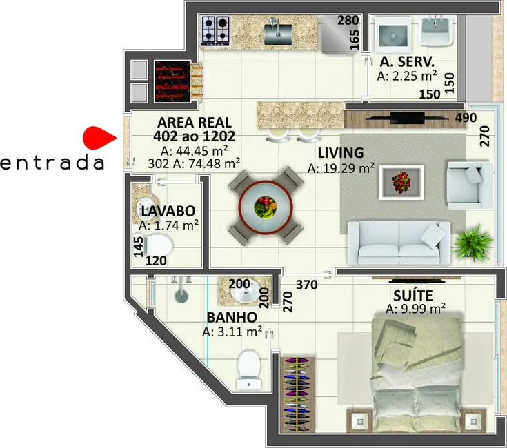 Apartamento com 3 quartos à venda, 89m2 em Capao Da Canoa - RS - imagem 8 Foto 8 de Apartamento com 3 quartos à venda, 89m2 em Capao Da Canoa - RS
