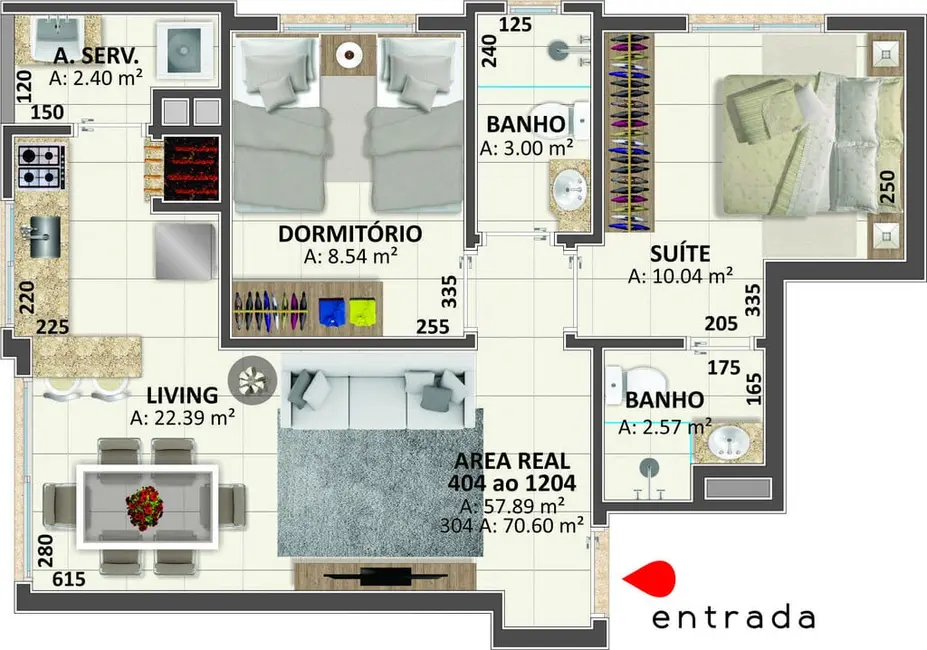 Apartamento com 3 quartos à venda, 89m2 em Capao Da Canoa - RS - imagem 9 Foto 9 de Apartamento com 3 quartos à venda, 89m2 em Capao Da Canoa - RS