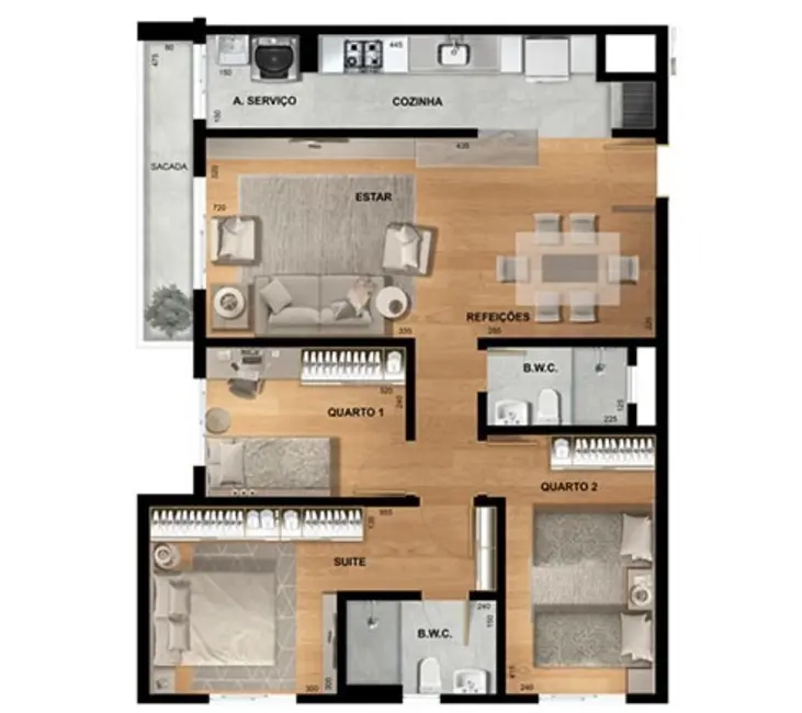 Apartamento com 3 quartos à venda, 88m2 em Pinheirinho, Curitiba - PR - imagem 7 Foto 7 de Apartamento com 3 quartos à venda, 88m2 em Pinheirinho, Curitiba - PR