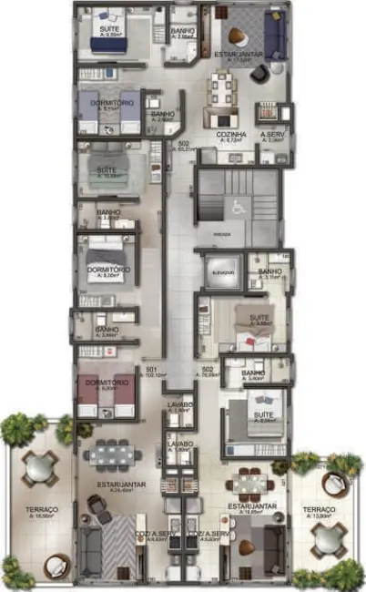Apartamento com 3 quartos à venda, 165m2 em Capao Da Canoa - RS - imagem 8 Foto 8 de Apartamento com 3 quartos à venda, 165m2 em Capao Da Canoa - RS