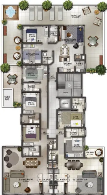 Apartamento com 3 quartos à venda, 165m2 em Capao Da Canoa - RS - imagem 7 Foto 7 de Apartamento com 3 quartos à venda, 165m2 em Capao Da Canoa - RS