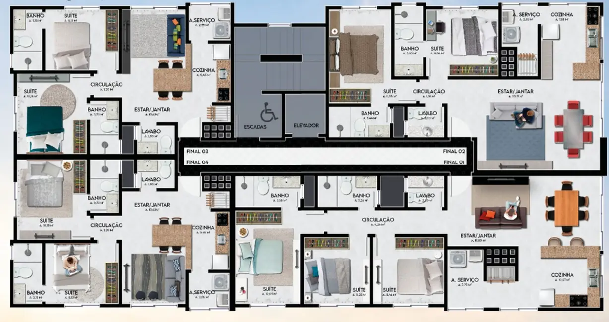 Apartamento com 3 quartos à venda, 85m2 em Capao Da Canoa - RS - imagem 4 Foto 4 de Apartamento com 3 quartos à venda, 85m2 em Capao Da Canoa - RS