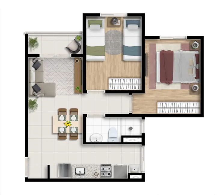 Foto 2 de Apartamento com 2 quartos à venda, 45m2 em Vila Tupi, Varzea Paulista - SP