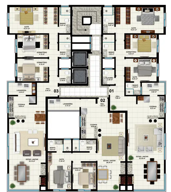Apartamento com 3 quartos à venda, 157m2 em Capao Da Canoa - RS - imagem 4 Foto 4 de Apartamento com 3 quartos à venda, 157m2 em Capao Da Canoa - RS