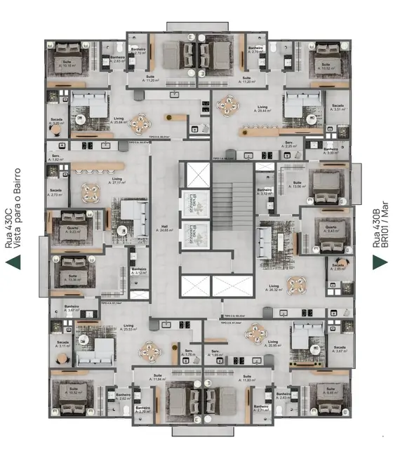 Apartamento com 2 quartos à venda, 69m2 em Itapema - SC - imagem 6 Foto 6 de Apartamento com 2 quartos à venda, 69m2 em Itapema - SC
