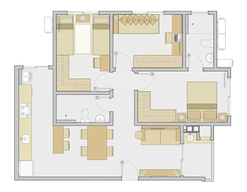 Foto 8 de Apartamento com 3 quartos à venda, 69m2 em Nova Palhoça, Palhoca - SC