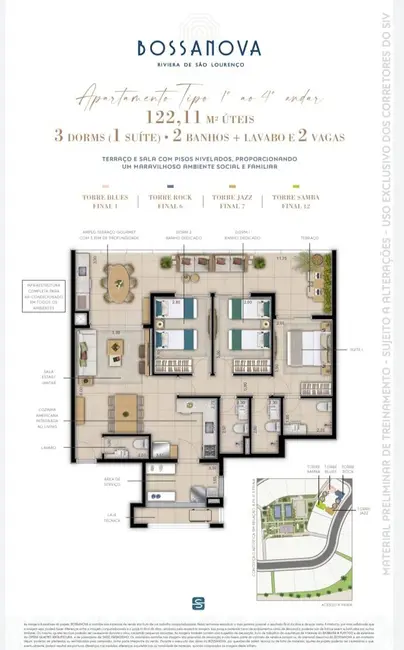 Foto 3 de Apartamento com 3 quartos à venda, 112m2 em Riviera de São Lourenço, Bertioga - SP
