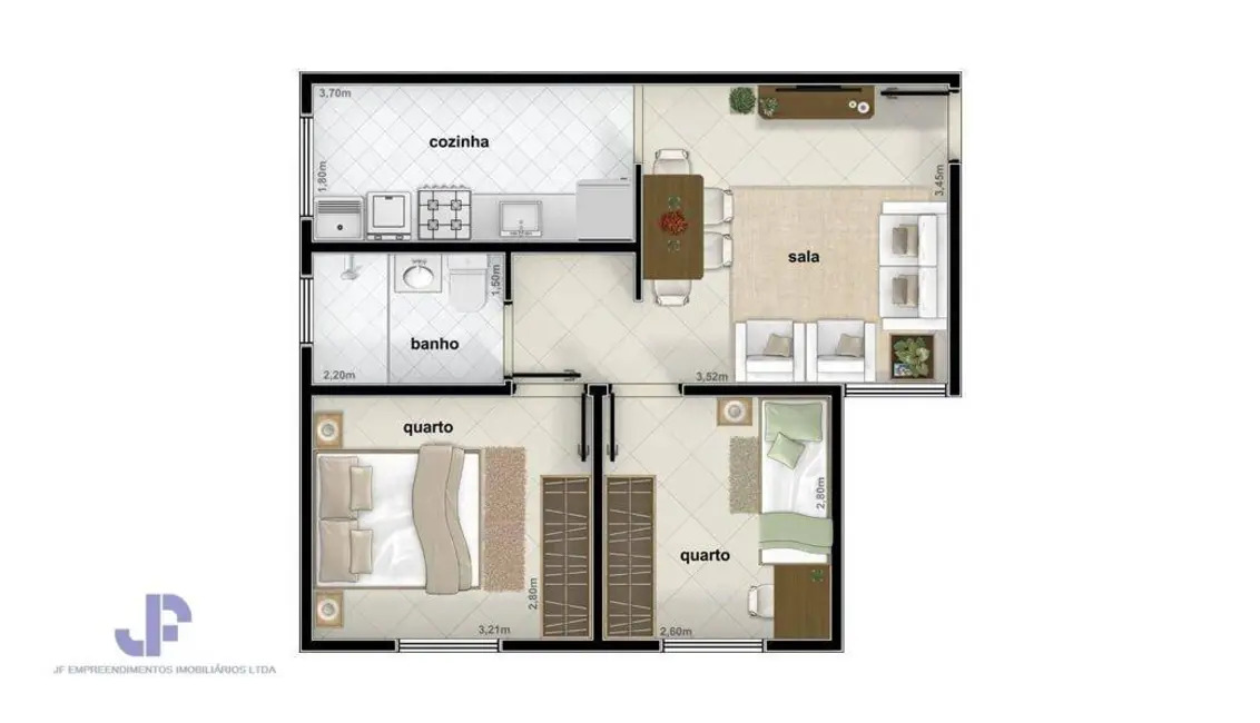Foto 1 de Apartamento com 2 quartos à venda, 46m2 em Jardim Califórnia, Sorocaba - SP