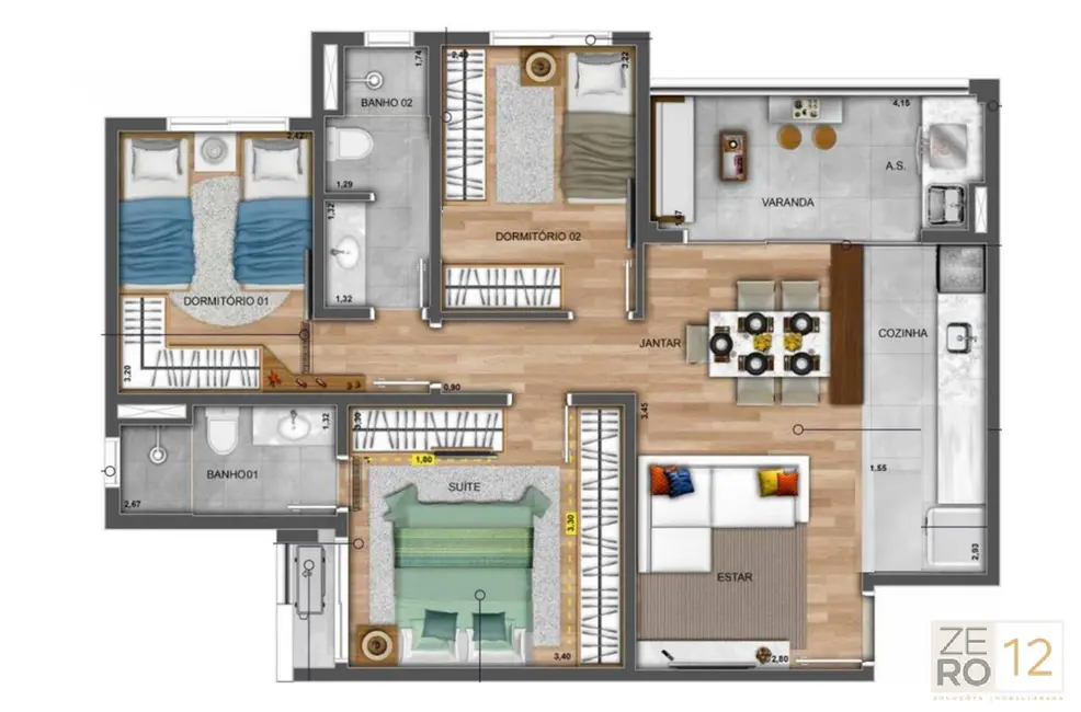Apartamento com 3 quartos à venda, 76m2 em Sao Jose Dos Campos - SP - imagem 2 Foto 2 de Apartamento com 3 quartos à venda, 76m2 em Sao Jose Dos Campos - SP