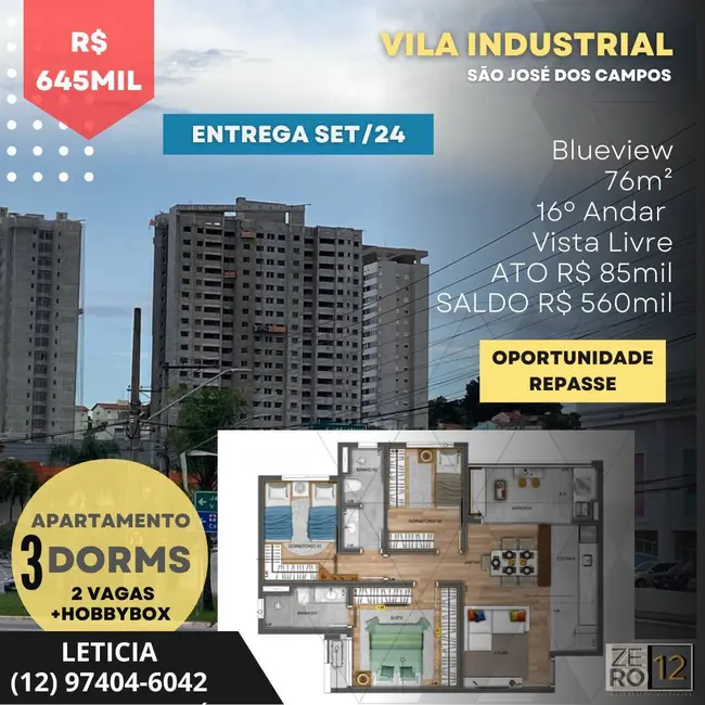 Apartamento com 3 quartos à venda, 76m2 em Sao Jose Dos Campos - SP - imagem 1 Foto 1 de Apartamento com 3 quartos à venda, 76m2 em Sao Jose Dos Campos - SP
