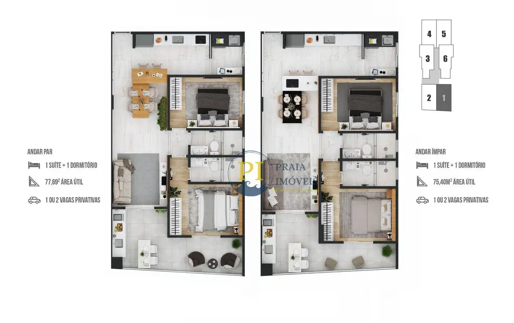 Foto 3 de Apartamento com 2 quartos à venda, 144m2 em Boqueirão, Praia Grande - SP