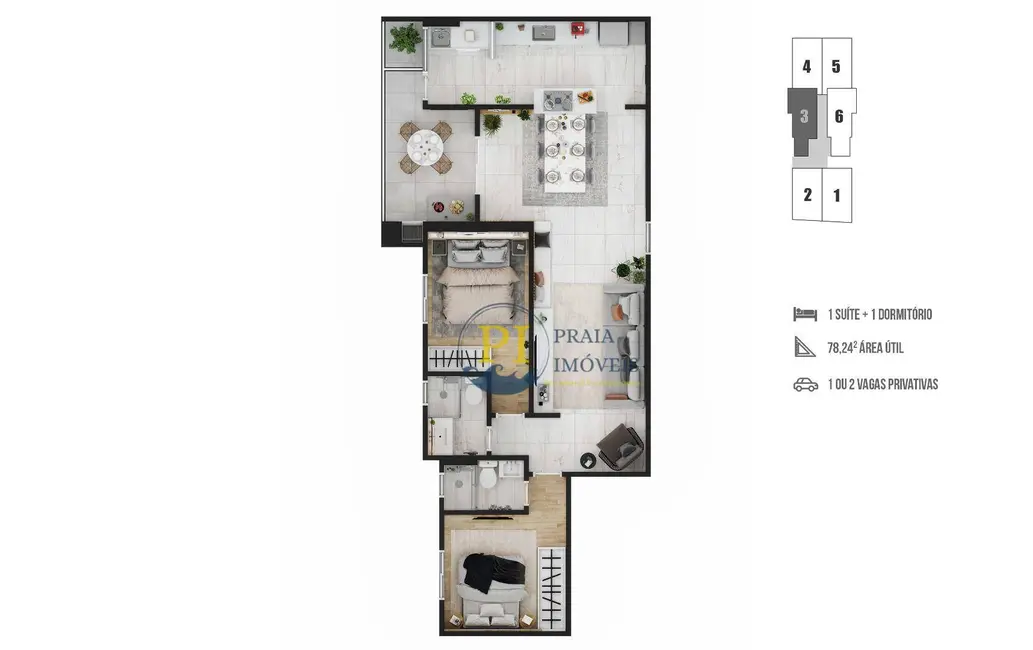 Foto 3 de Apartamento com 2 quartos à venda, 145m2 em Boqueirão, Praia Grande - SP