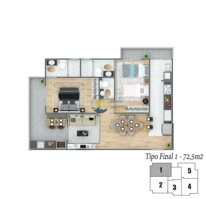 Apartamento com 2 quartos à venda, 72m2 em Maracanã, Praia Grande - SP - imagem 1 Foto 1 de Apartamento com 2 quartos à venda, 72m2 em Maracanã, Praia Grande - SP