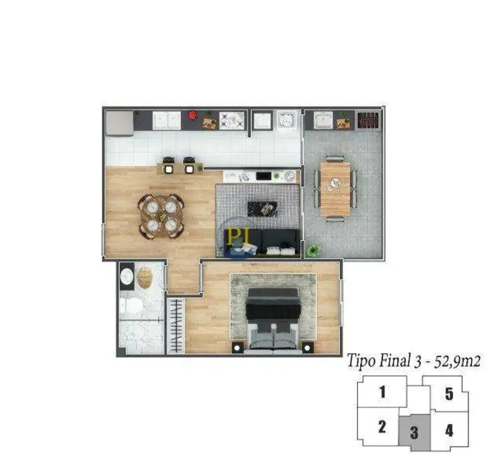 Apartamento com 2 quartos à venda, 72m2 em Maracanã, Praia Grande - SP - imagem 3 Foto 3 de Apartamento com 2 quartos à venda, 72m2 em Maracanã, Praia Grande - SP