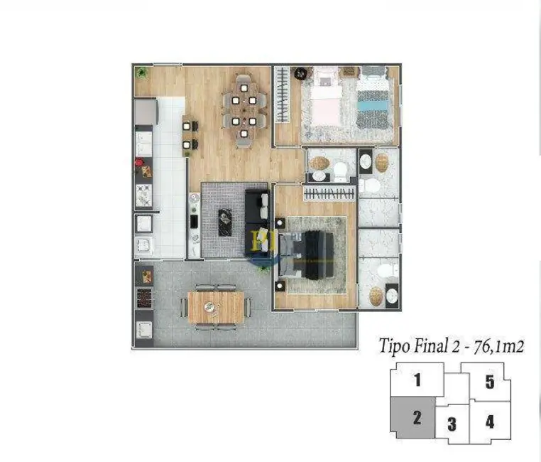 Apartamento com 2 quartos à venda, 72m2 em Maracanã, Praia Grande - SP - imagem 2 Foto 2 de Apartamento com 2 quartos à venda, 72m2 em Maracanã, Praia Grande - SP