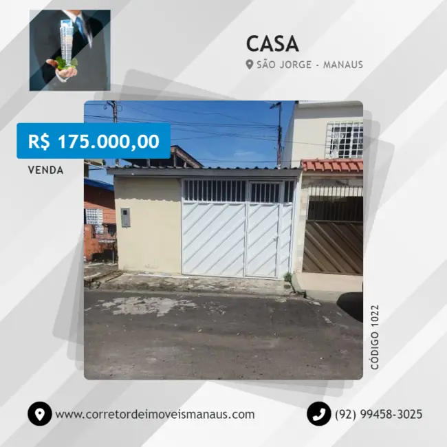 Foto 1 de Casa com 3 quartos à venda, 87m2 em São Jorge, Manaus - AM